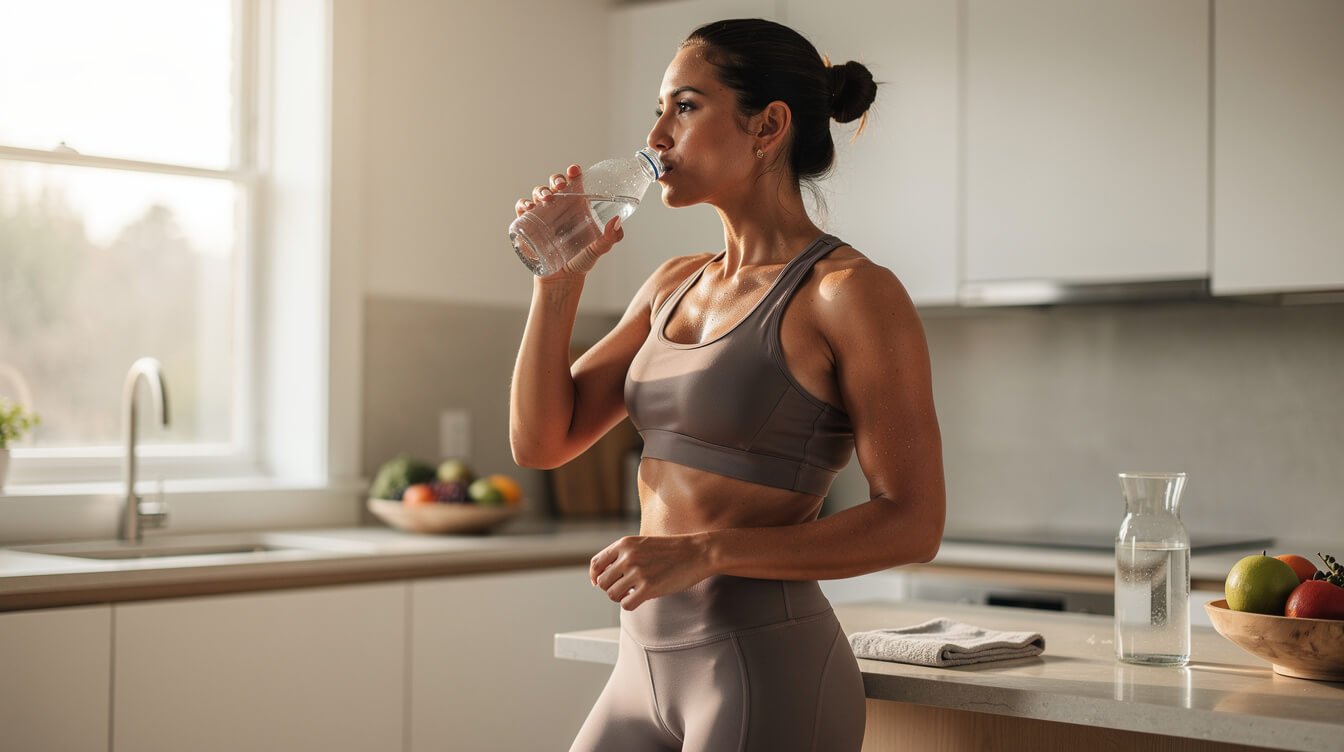 Adult drinking water after exercise, illustrating metabolism factors