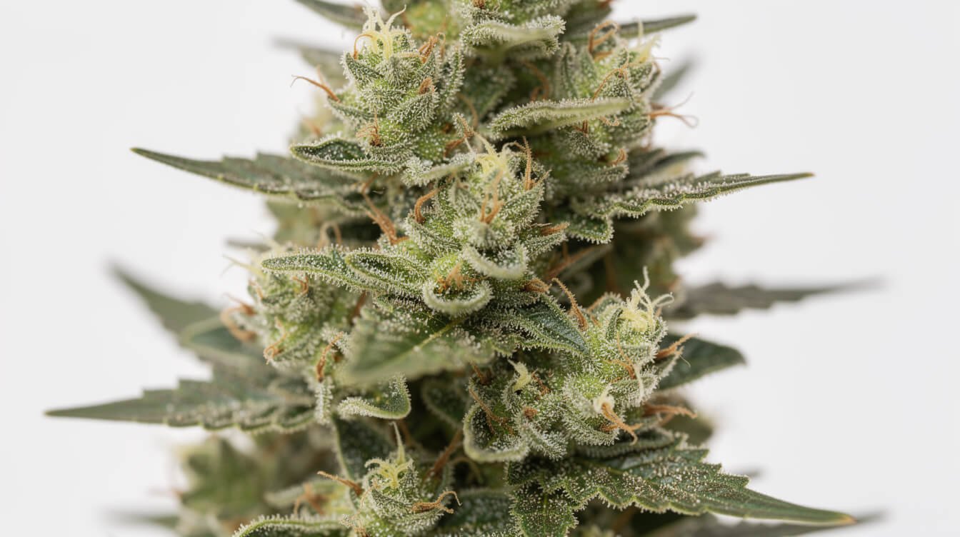 Macro close-up of cannabis trichomes, where THC is concentrated