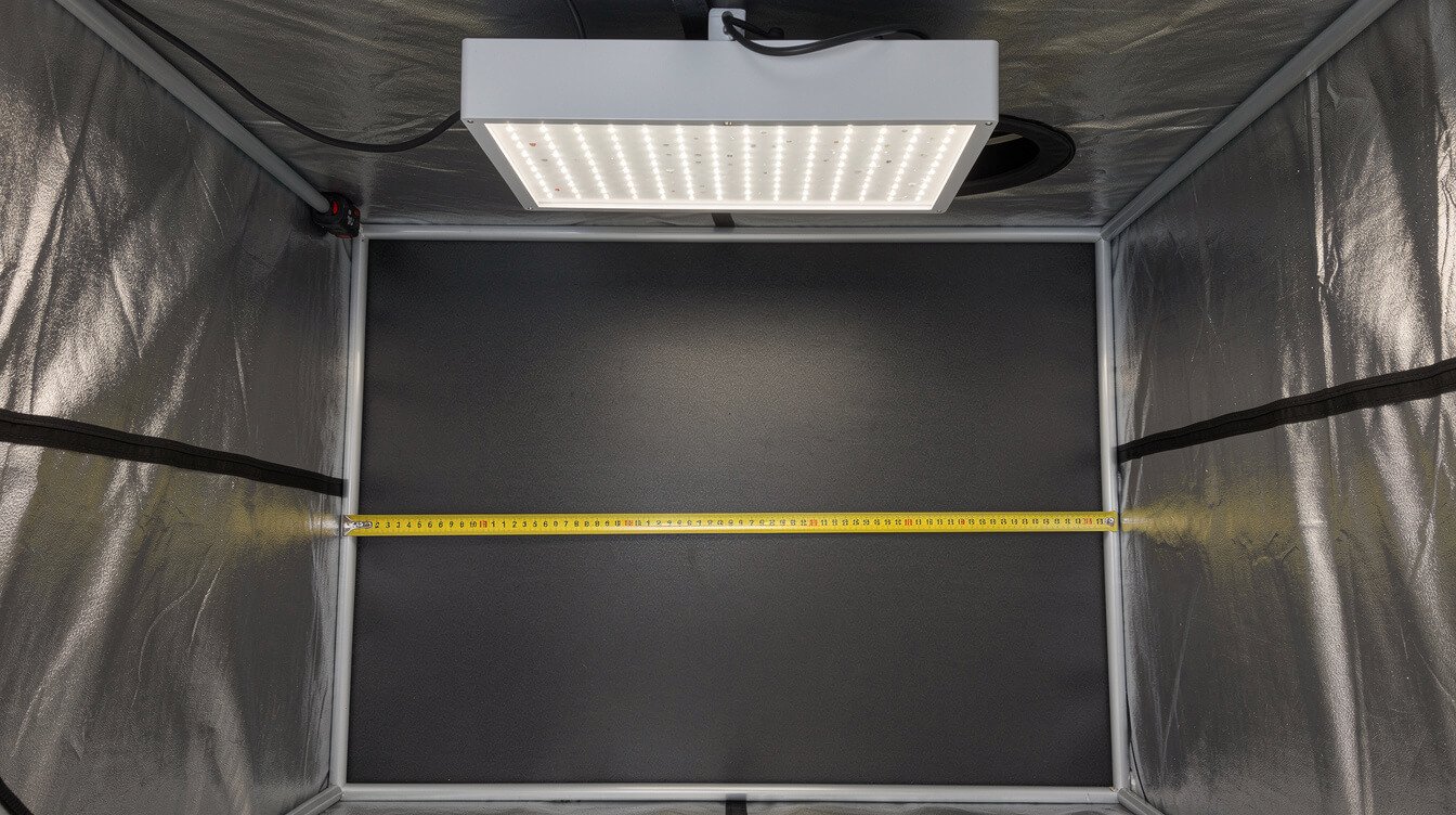 measuring a small grow tent to size a led grow light for the space