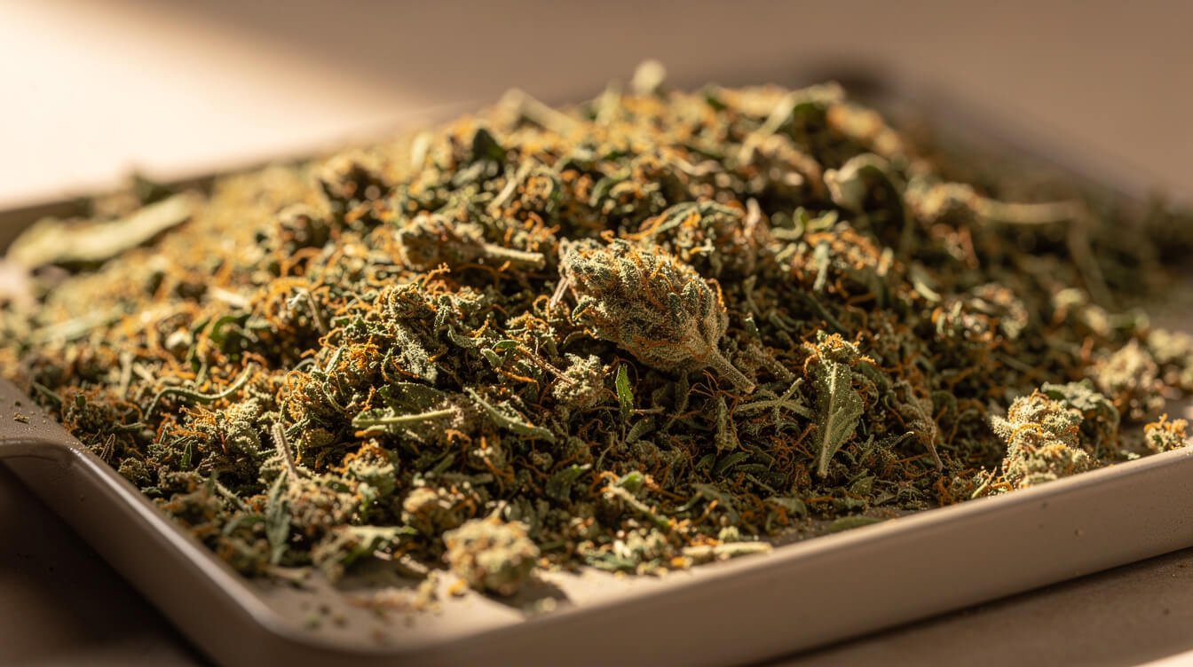 cannabis flower being ground into consistent texture