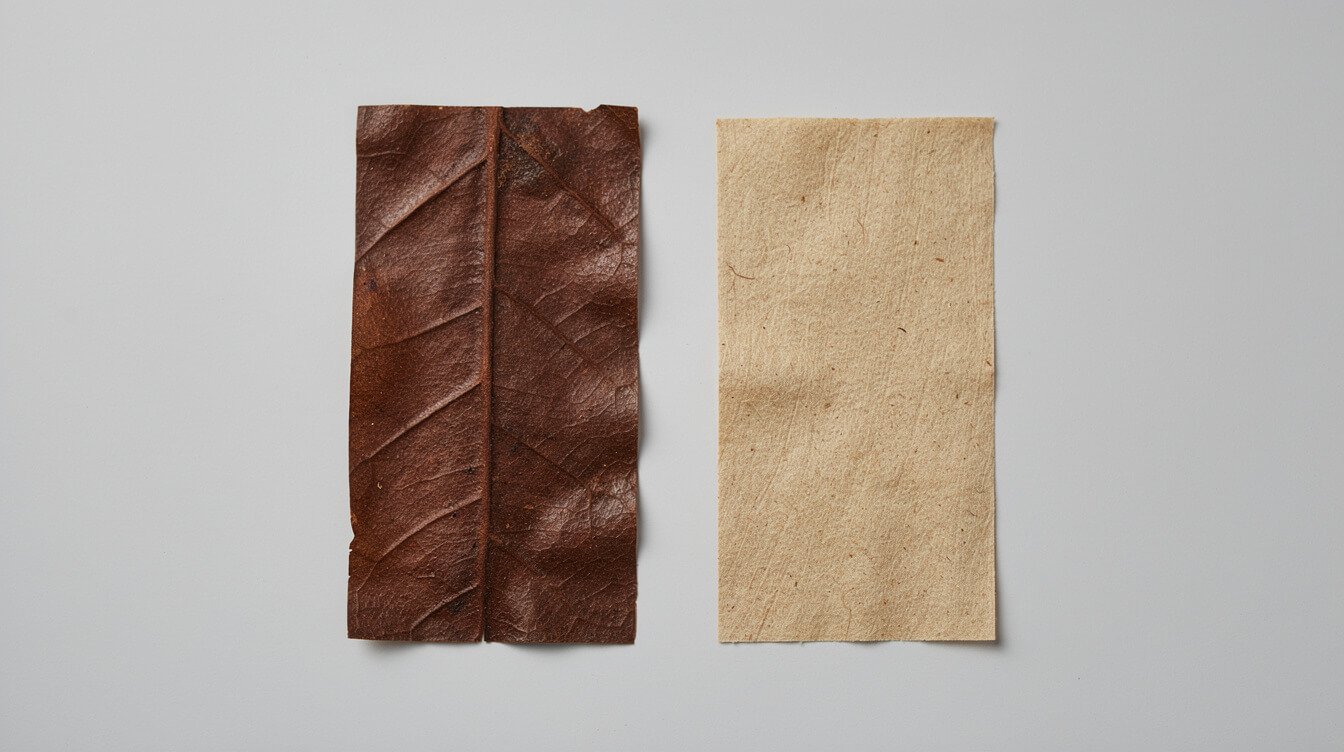 tobacco blunt wrap next to a tobacco-free hemp wrap
