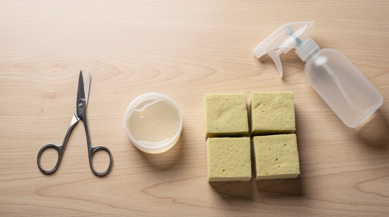 cloning supplies including rooting hormone, scissors, and starter cubes