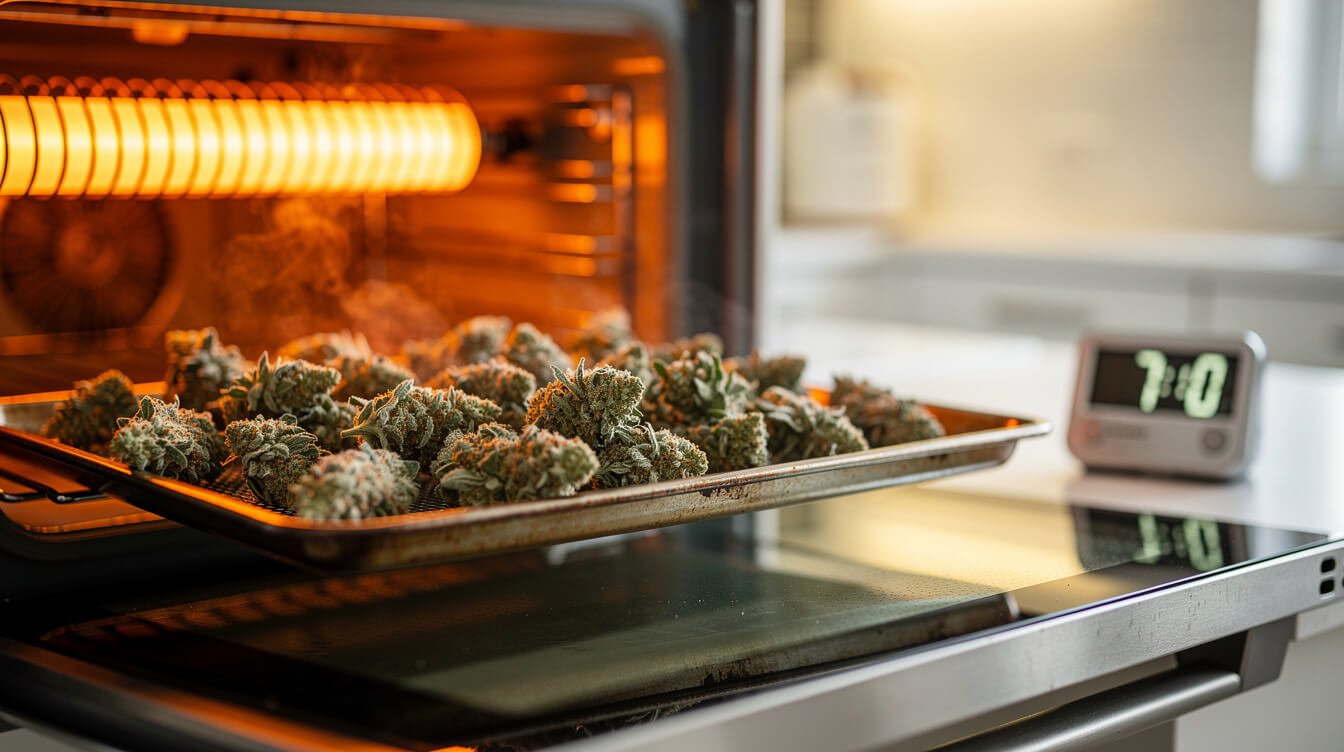 cannabis decarboxylating at a higher oven temperature for a shorter time