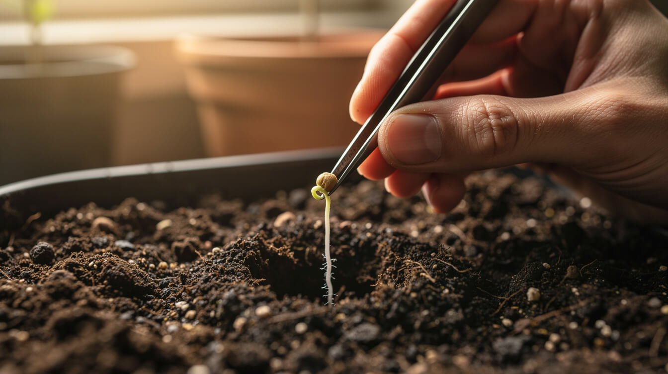 planting a germinated cannabis seed