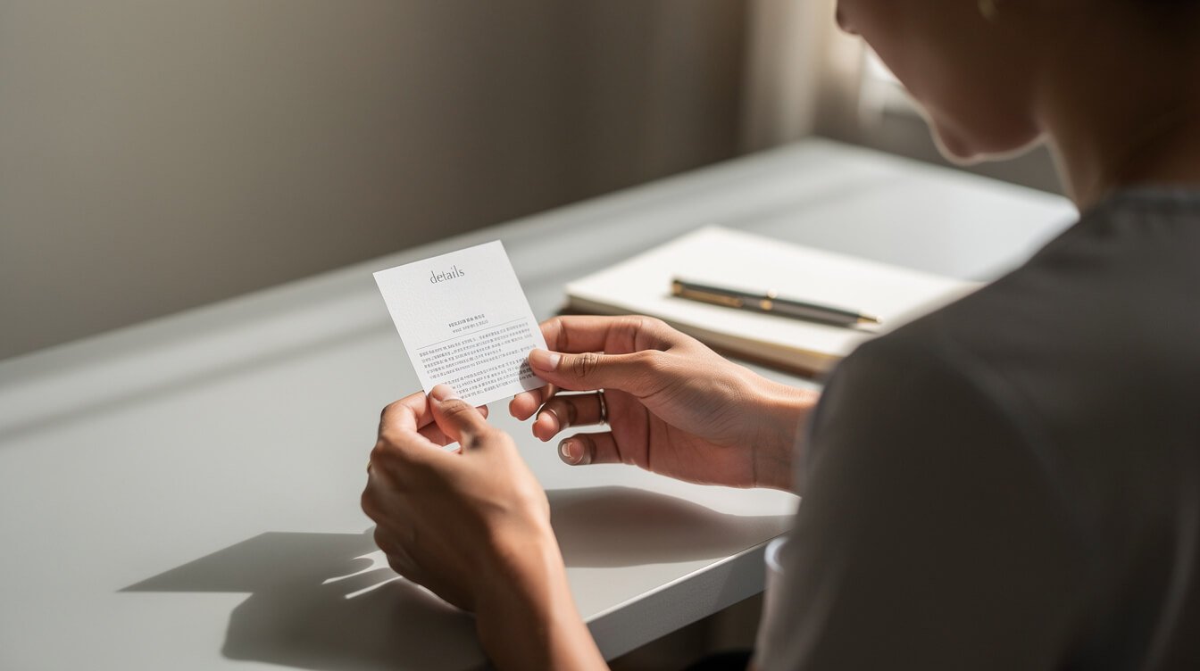 person reading a cannabis product label with questions