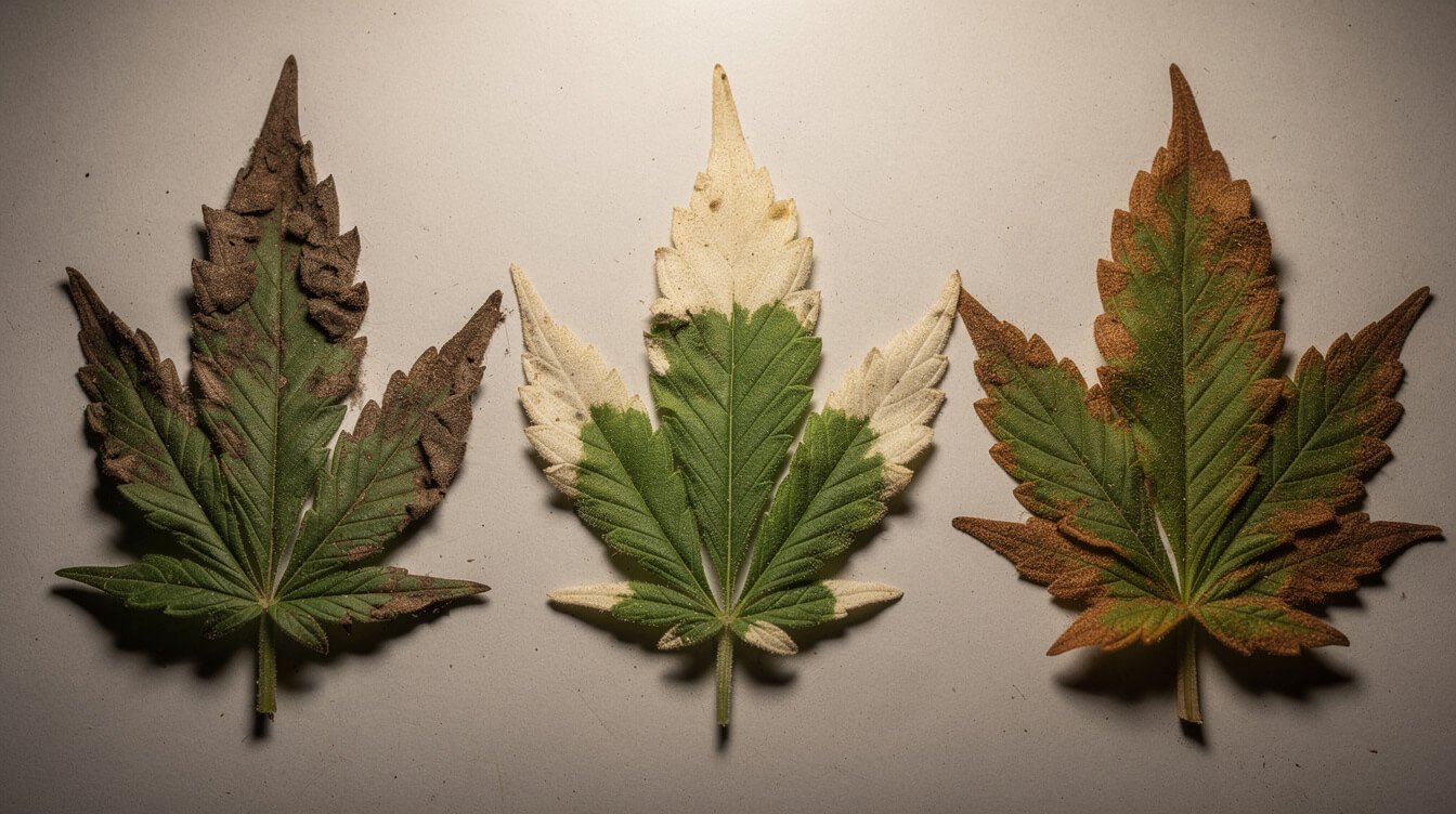 comparison of cannabis leaf problems that look like nutrient burn