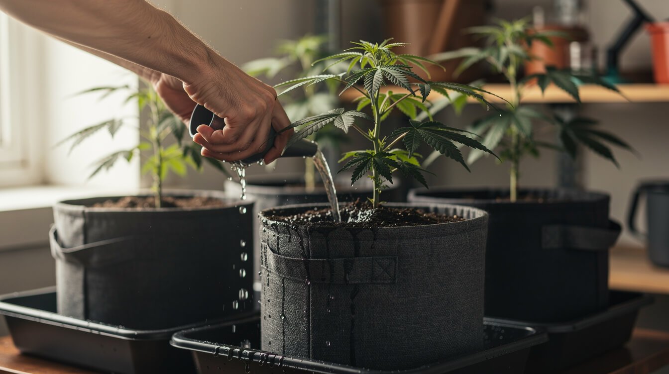 flushing cannabis soil with clean water to fix nutrient burn