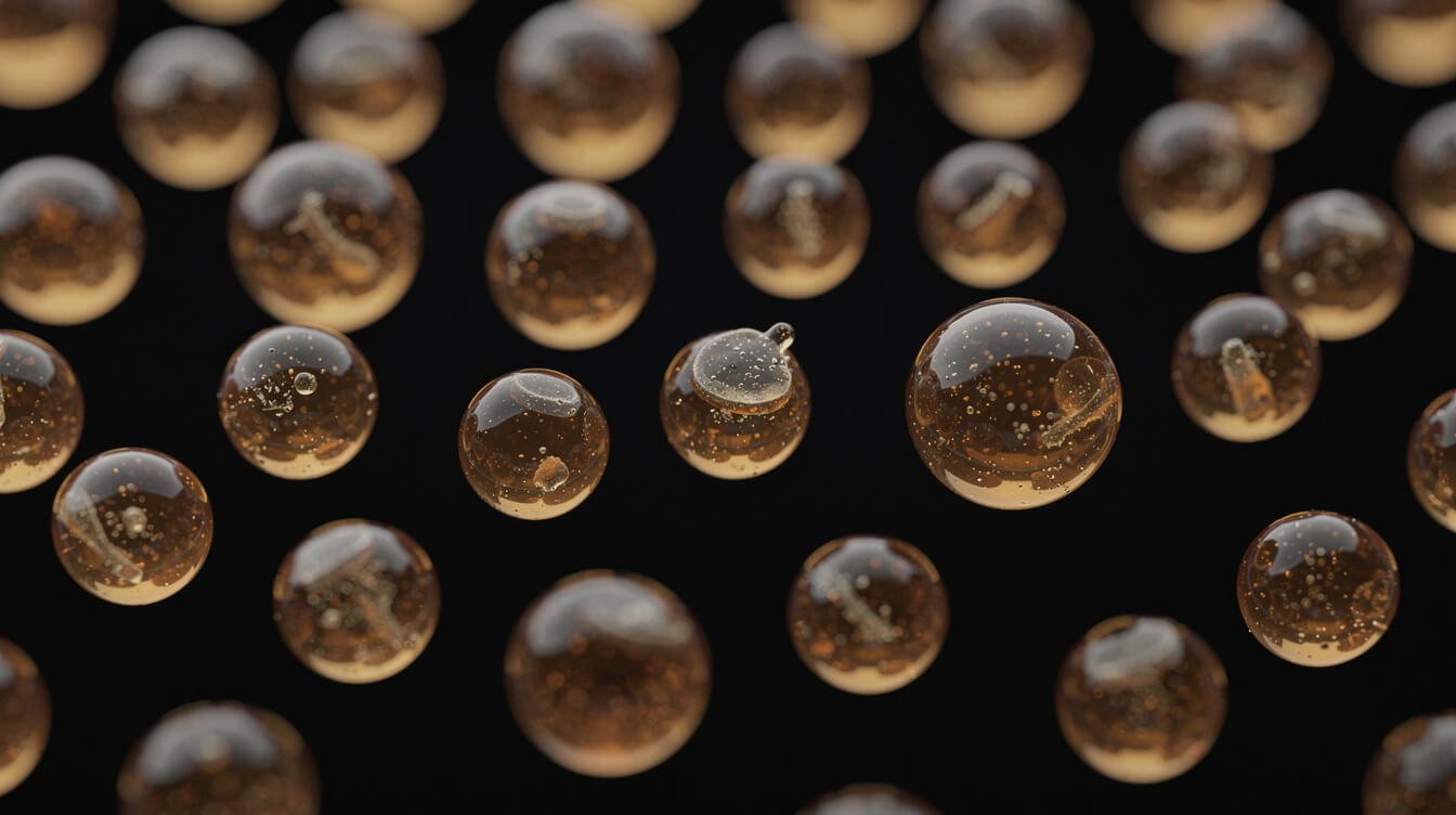 Detached cannabis trichome resin heads under magnification