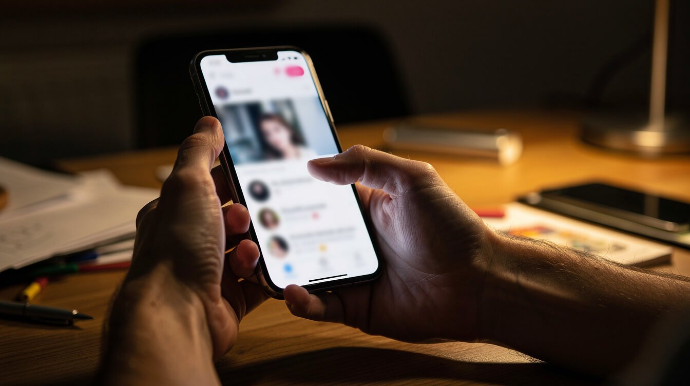 Hands holding a phone scrolling a social feed, where the penjamin slang spread