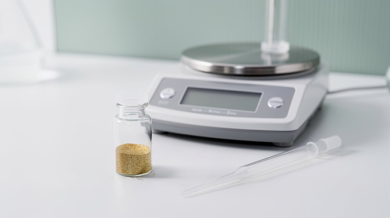 lab vial and balance representing how kief potency is measured